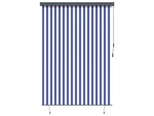 Store enrouleur, store à rouleau bleu et blanc 180 x 250 cm tissu et aluminium cf44957