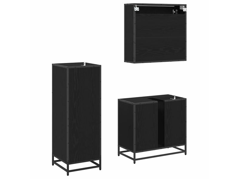 Ensemble de mobilier de salle de bain 3 pc chêne noir cf64356 - Conforama D
