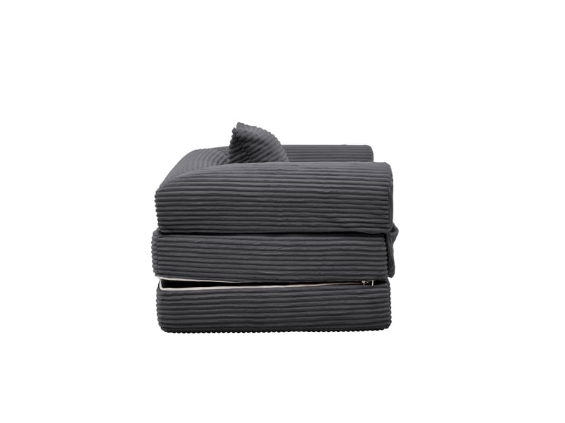  Fauteuil convertible lit simple gris, canapé suspendu velours côtelé compact pour salon et chambre d'amis  - Conforama D