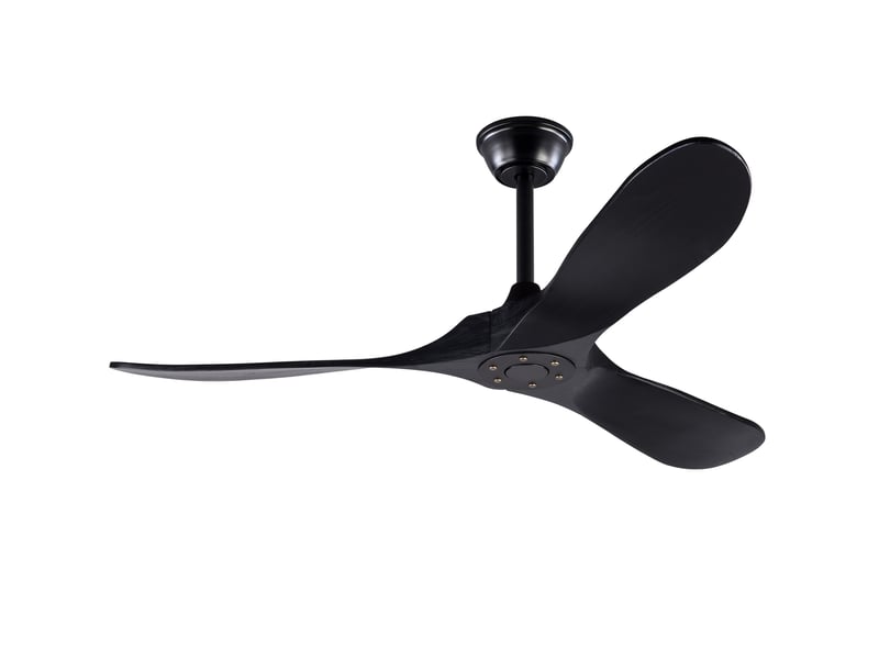  Ventilateur de plafond 132x132 cm, 3 pales en bois, sans éclairage, télécommande, noir  - Conforama A