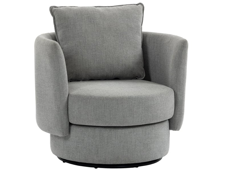  Fauteuil club pivotant à 360 degrés avec coussin et double suspension, en polyester gris clair, 85 × 79 × 84 cm  - Conforama A