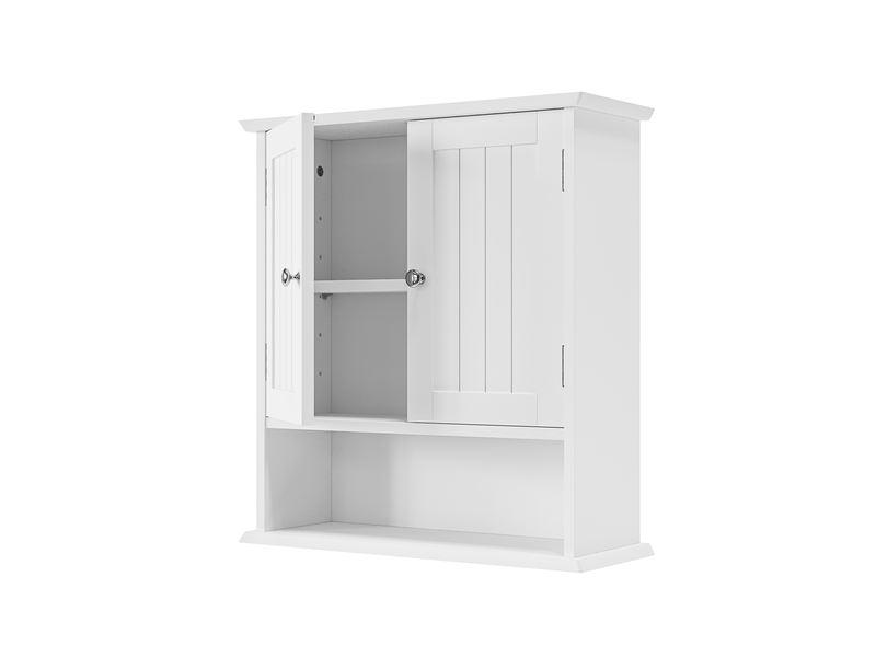 Armoire de salle de bain murale 54,6x19,8x59,9 cm, 2 portes, rangement ajustable, armoire de rangement, mdf blanc - Conforama A