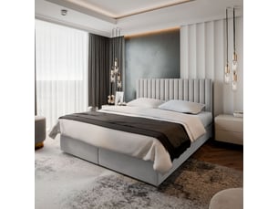 Lit avec rangement 140x200 cm <strong>MASSENO</strong> <strong></strong> coloris gris