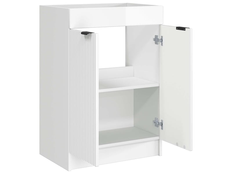  Armoire sous évier de salle de bain, meuble de rangement blanc brillant shl353  - Conforama D
