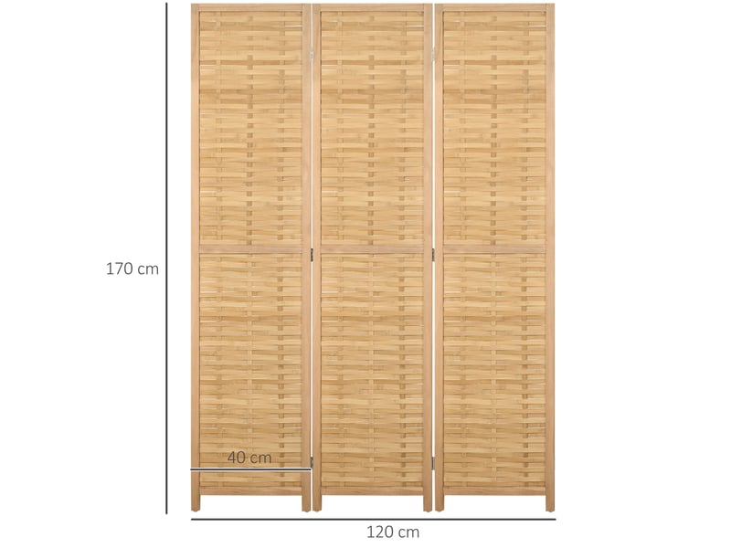  Paravent 3 panneaux pliable en bambou 120 x 170 cm homvra  - Conforama D