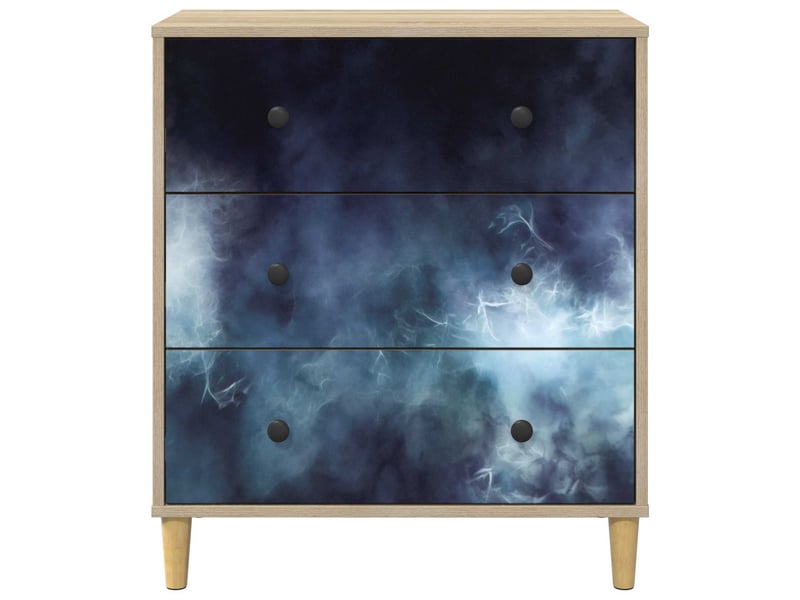  Commode chambre, meuble de rangement raalte impression marbre bleu 66x36,5x75 cm sonoma  - Conforama E