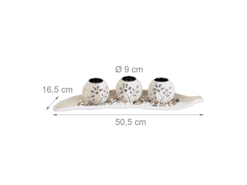 Lot de 3 photophores décoration de table ambiance cosy 30 x 10 x 10 cm en verre blanc 13_0003871  - Conforama B