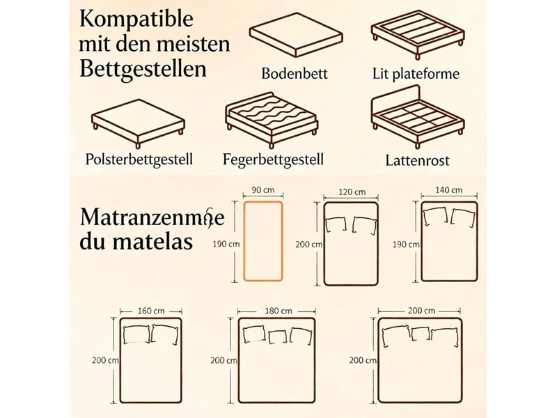  Matelas tcqpz une personne 90 x 190 cm 20 cm mousse à mémoire de forme blanc et gris  - Conforama C