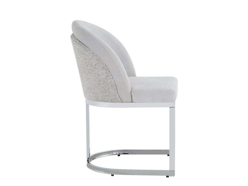 Lot de 4 chaises de salle à manger en tissu chenille gris clair et métal argenté N634P448063G-4 - Conforama B