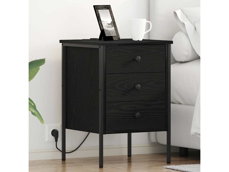  Table de chevet avec tiroir 2 pièces chêne noir 42 x 41 x 61 cm  - Conforama B