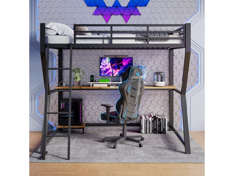  Lit superposé en métal noir 90x200 cm  - Conforama E