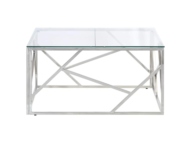  Table basse | table d'appoint salon argenté acier inoxydable et verre trempé shl8230  - Conforama D