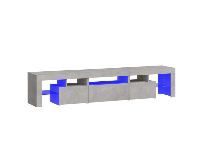 Meuble tv - banc tv - meuble de rangement avec lumières led gris béton 200x36,5x40 cm - Conforama A