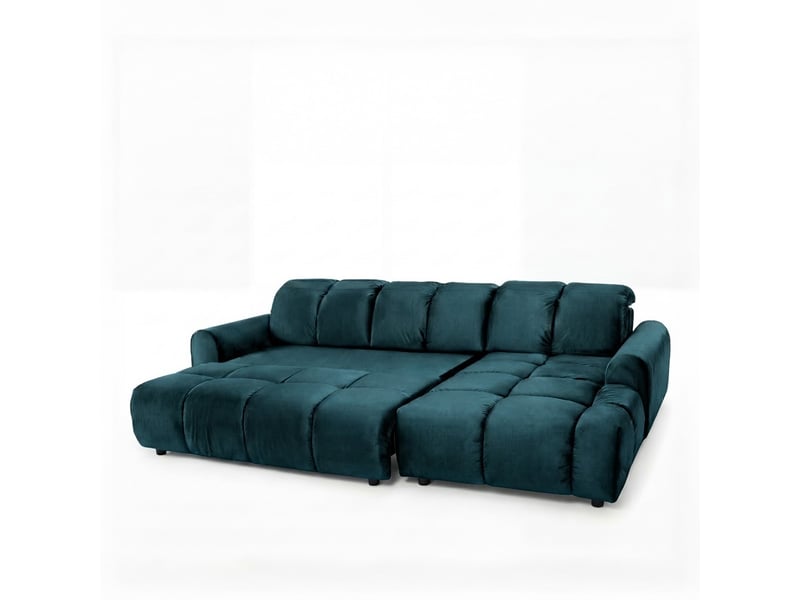 Canapé convertible angle droit anacapri en velours bleu pétrole - 3 places 3CA54.PI.4AC.D.24 - Conforama E