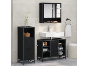 Ensemble de mobilier de salle de bain 3 pièces chêne noir cf64464