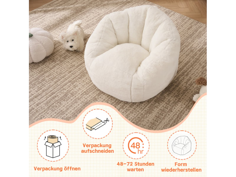  Fauteuil poire enfant modenvie en polyester beige 75 x 70 x 52 cm  - Conforama E