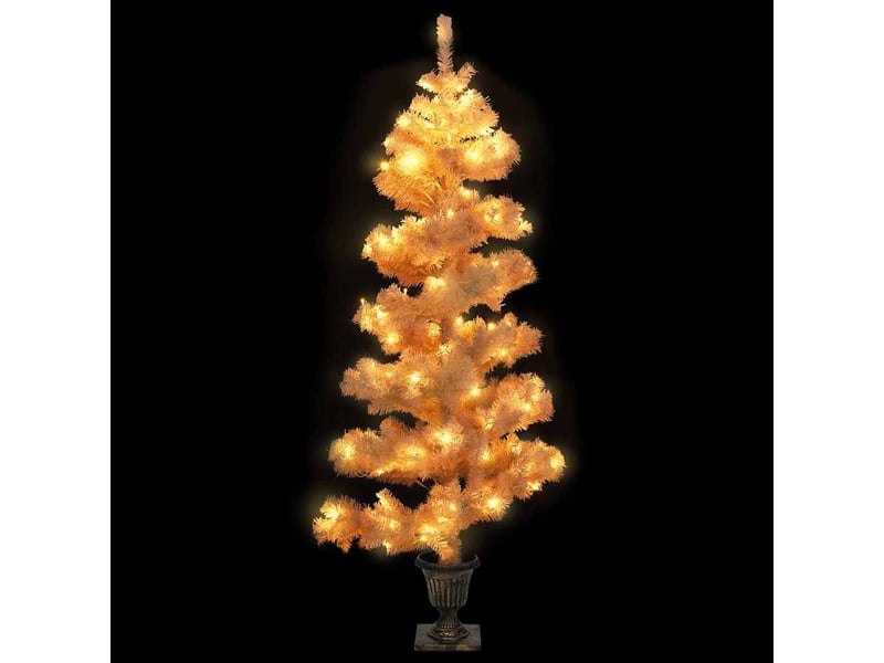  Arbre de noël, sapin de noël hélicoïdal pré-éclairé avec pot blanc 120 cm pvc  - Conforama C
