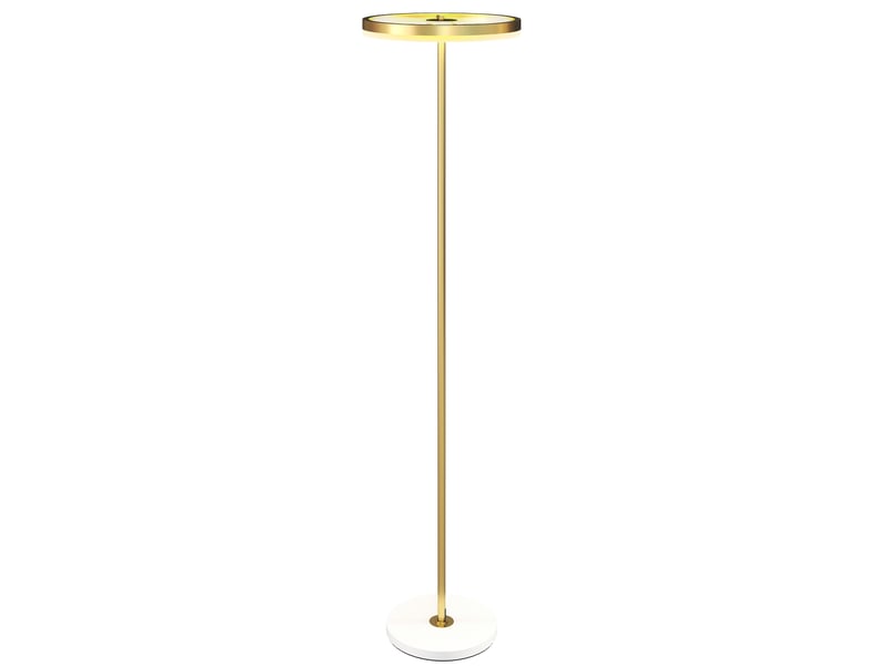  Lampadaire moderne doré avec éclairage à intensité variable (3 niveaux) et interrupteur au pied  - Conforama A