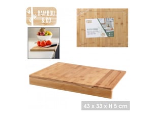 Billot de cuisine en bambou 43 x 33 x 5 cm - planche à découper épaisse