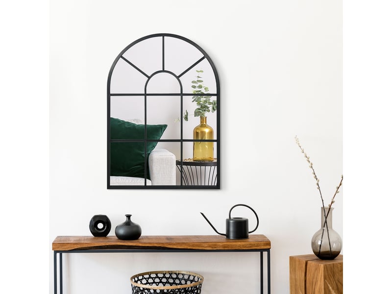  Miroir mural en métal cadre doré en forme de voûtée – décoration pour entrée ,chambre à coucher, salon – 70 x 50 cm  - Conforama R