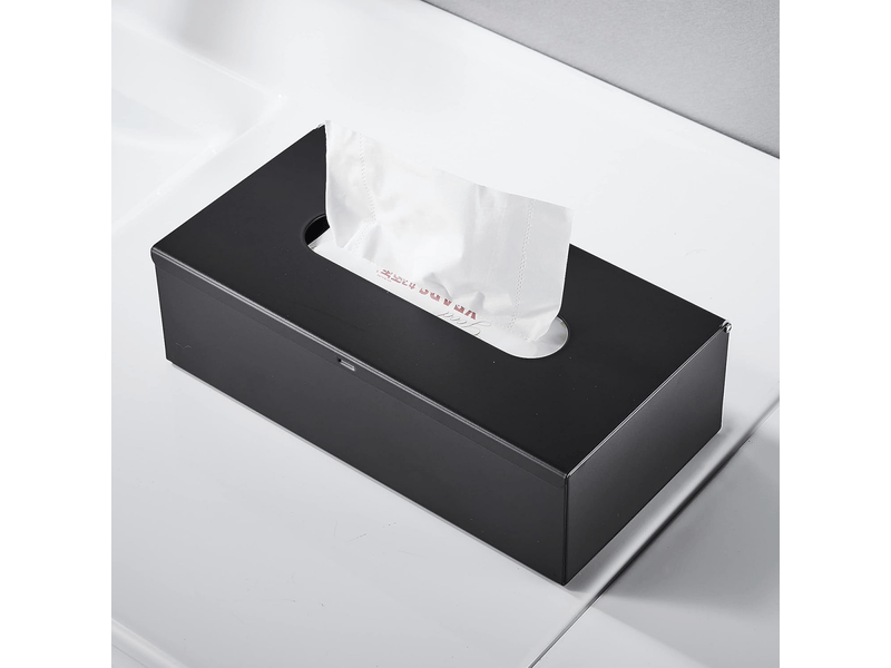  Couvercle de boîte à mouchoirs en acier inoxydable – convient pour les chambres, salles de bain, etc. – 1 pièce, noir  - Conforama C