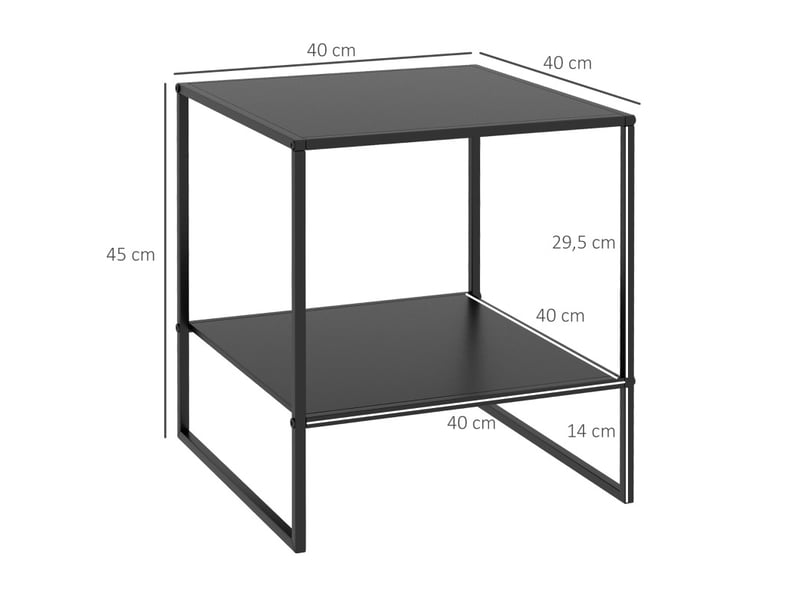 Table d’appoint industrielle noire en acier avec étagère 40x40x45 cm  - Conforama E