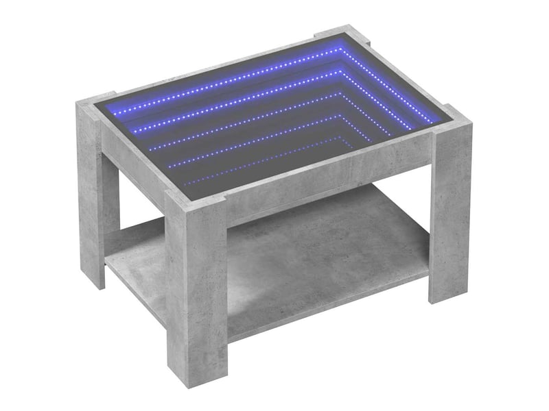 Table basse - table de salon - table à thé avec led gris béton 73x53x45 cm bois d'ingénierie - Conforama C