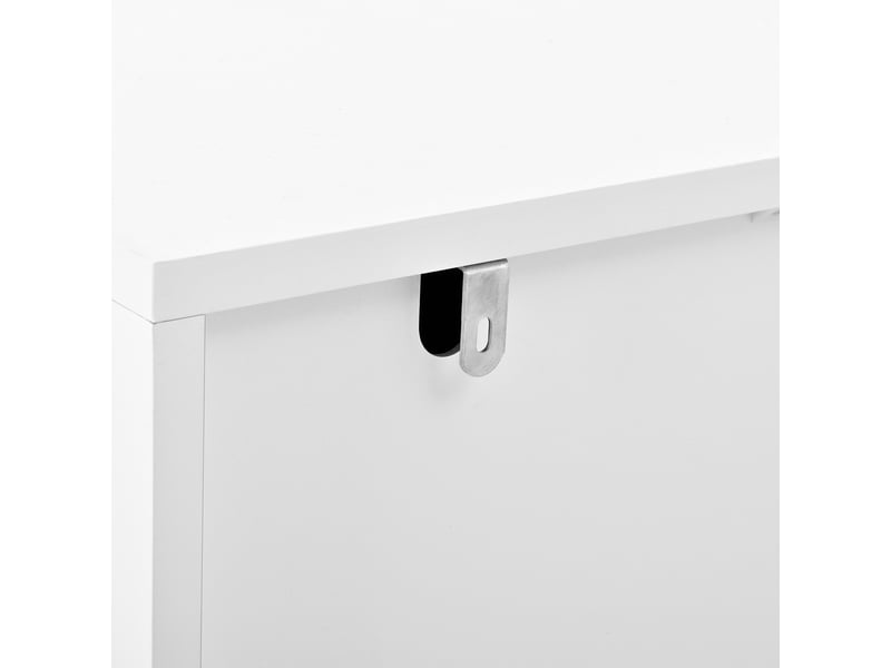  Meuble tv 170 cm avec façade texturée, angles arrondis, grand rangement et passe-câbles, design moderne  - Conforama C