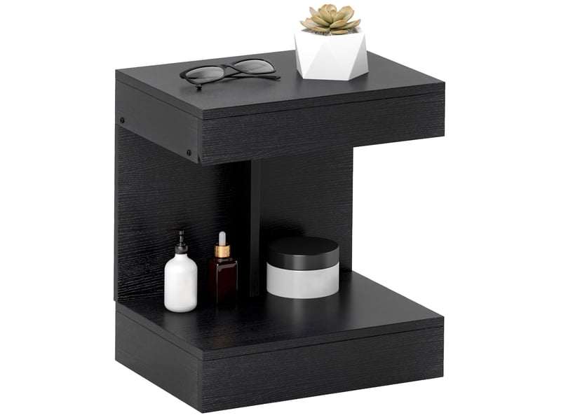  Table de chevet avec tiroir et niche de rangement noir 40 x 30 x 46 cm  - Conforama A