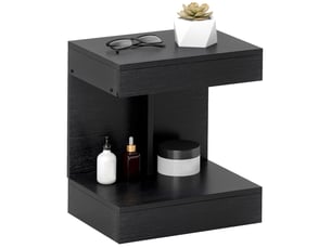 Table de chevet avec tiroir et niche de rangement noir 40 x 30 x 46 cm