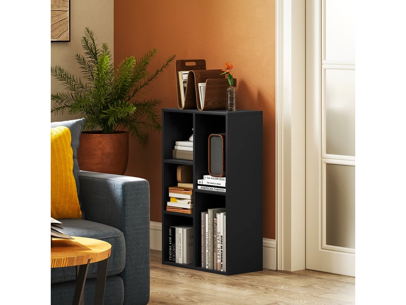  Bibliothèque étagère de rangement avec 5 compartiments, pour salon chambre à coucher bureau, 50x24x80cm, noir  - Conforama C