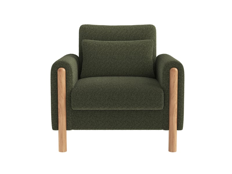  Fauteuil lounge ulevr 1 place avec coussin d’assise amovible, tissu bouclette vert, 87 x 83 x 88,5 cm  - Conforama E