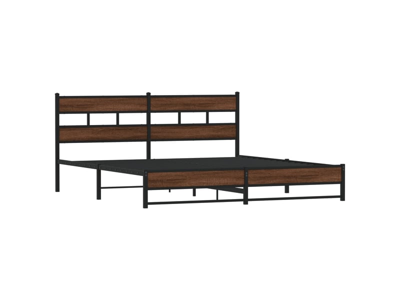 Lit double- lit adulte - cadre de lit en métal sans matelas chêne marron 200x200 cm - Conforama B