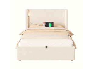 Lit coffre 90x200 cm coloris beige
