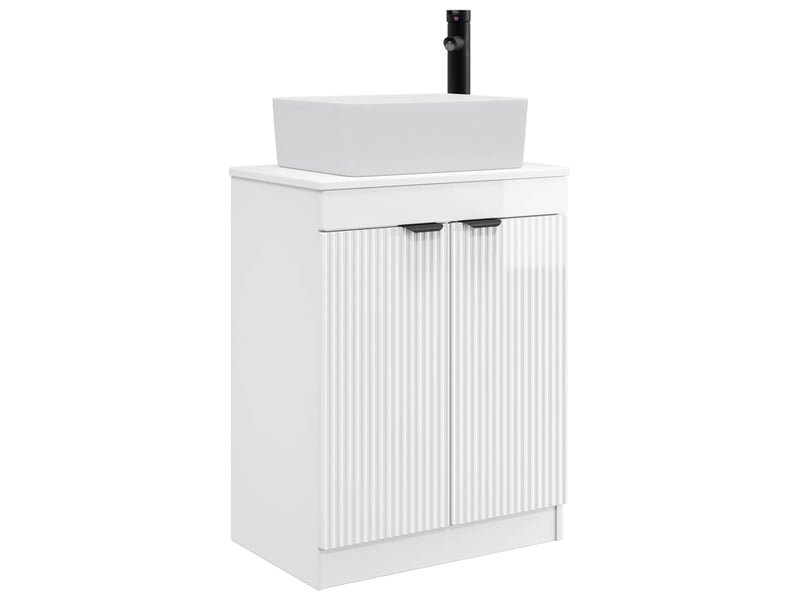 Meuble de salle de bain avec évier blanc brillant shl997 - Conforama A