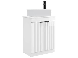 Meuble de salle de bain avec évier blanc brillant shl997