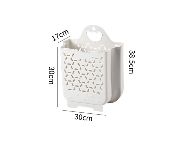 Panier à linge mural avec poignée, panier à linge en plastique, panier à linge peu encombrant pliable, 17 x 30 x 38,5 cm - Conforama B