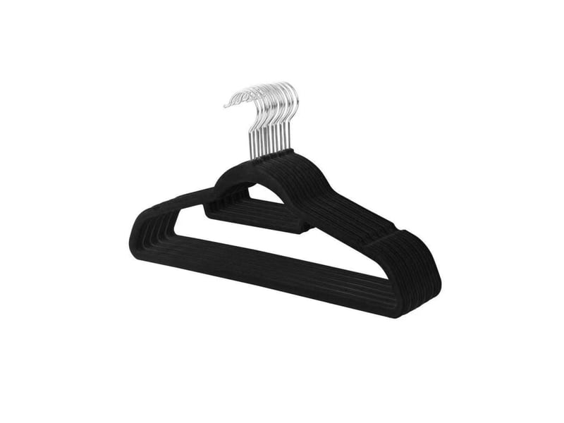  Lot de 10 cintres en velours  – noir  - Conforama A