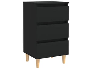 Table de chevet - cabinet de chevet - table de nuit avec pieds en bois noir 40x35x69 cm