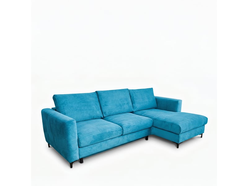 Canapé d'angle droit convertible - 4 places - velours côtelé - fiesole - bleu clair 3CA52.CA.4AC.D.14 - Conforama E