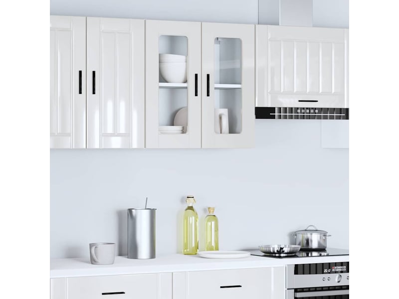  Armoire murale cuisine avec porte en verre porto blanc brillant shl1542  - Conforama B