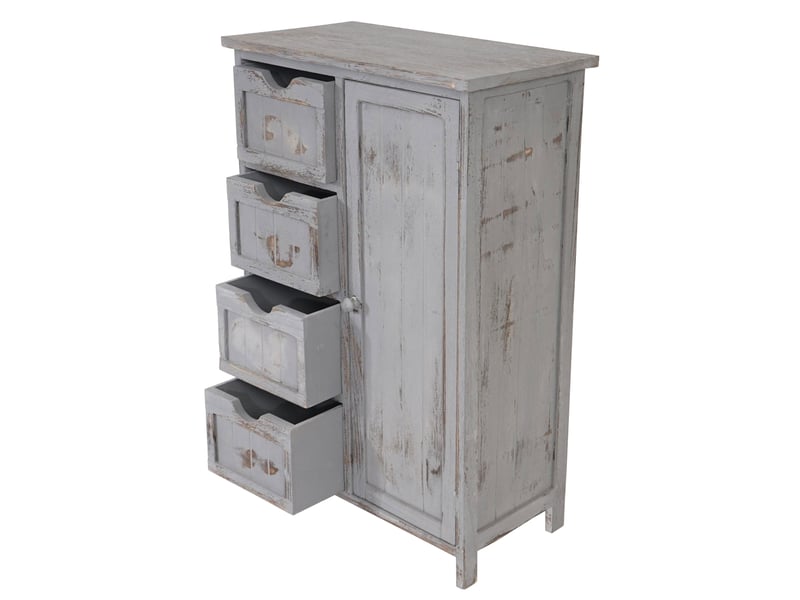  Commode, armoire, 82x55x30cm, shabby chic, vintage - gris  - Conforama C