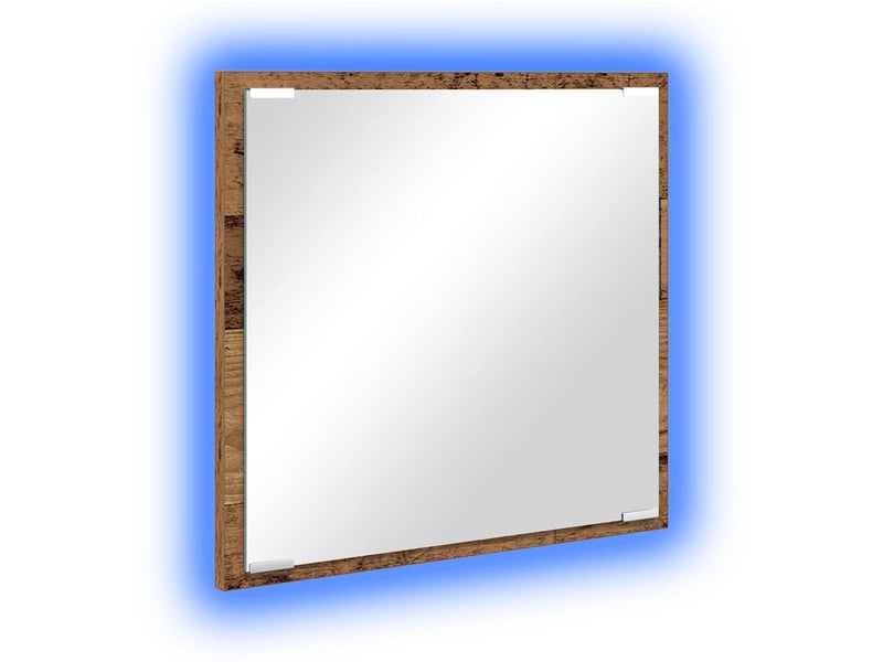Miroir de salle de bain, miroir de toilette led bois ancien 40 x 37 x 8.5 cm cf62559 - Conforama A