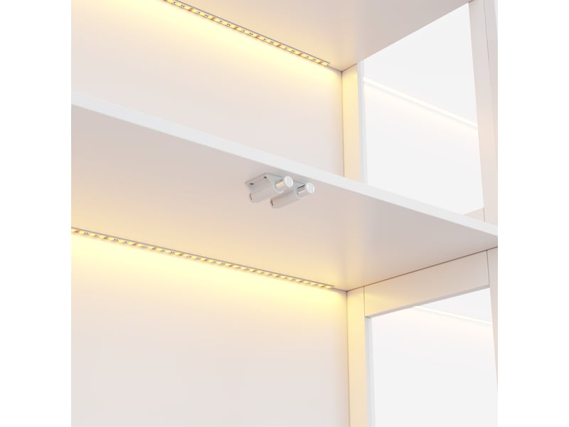 Vitrine led pour figurines et modèles, 80 x 35 x 170 cm, 4 niveaux, mdf et verre trempé blanc  - Conforama W