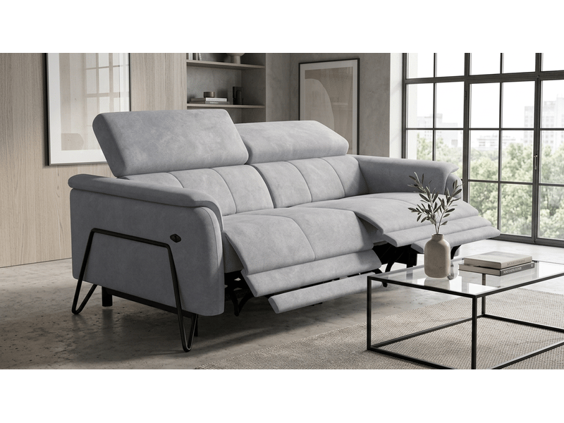  Canapé 3 places roden, 2x relax, tissu velours gris clair RODEN - Conforama B
