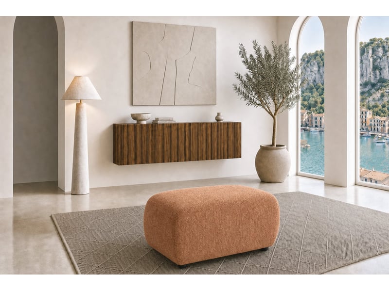  Cassis - pouf en tissu chenille terracotta 105x57x40  - Conforama B