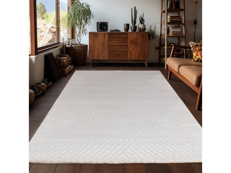 Tapis noa laineux à motif en relief crème 160x230cm SAHARA1602301115CREAM - Conforama B