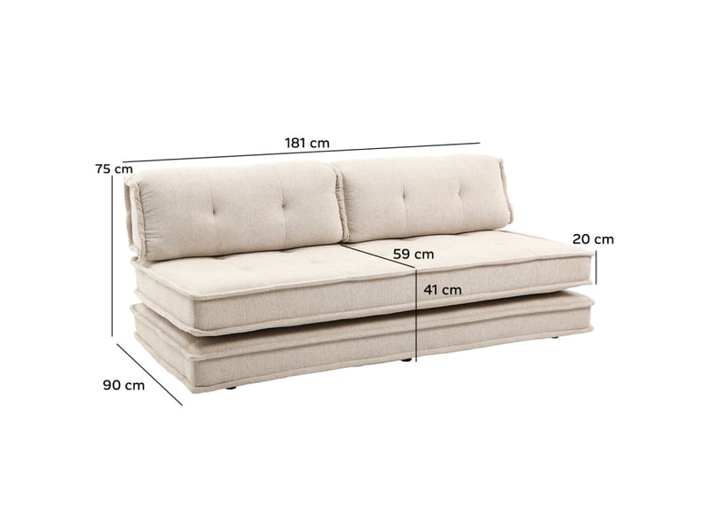 Canapé style futon 2 étages 3pl convertible tissu doux beige – annie - Conforama D