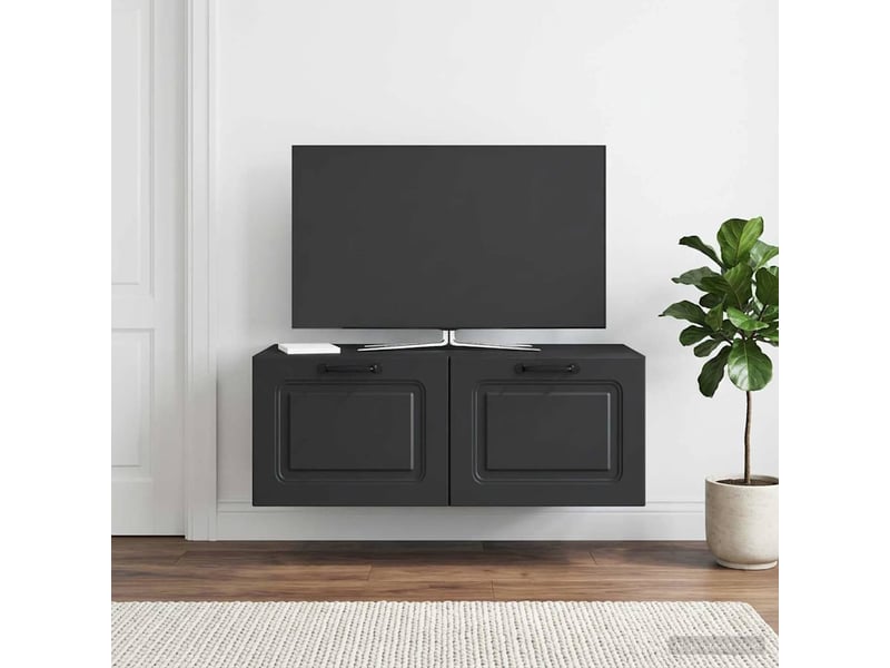 Meuble tv - banc tv - meuble de rangement mural noir 78,5 x 41 x 30 cm bois d'ingénierie - Conforama B