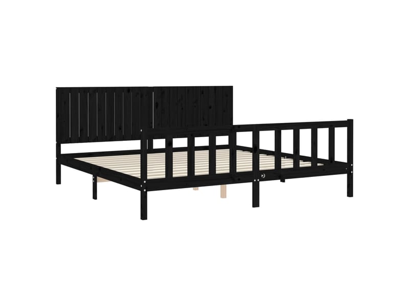  Lit double- lit adulte -  cadre de lit sans matelas noir 200x200 cm bois massif de pin  - Conforama D